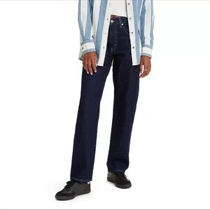 NWT LEVIS SILVER TAB Dark Blue Denim 94' BAGGY Cotton Straight Jeans Women